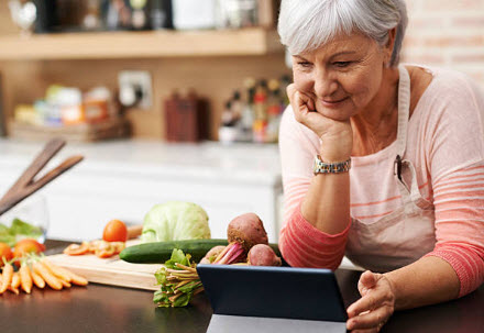 Senior woman eating healthy